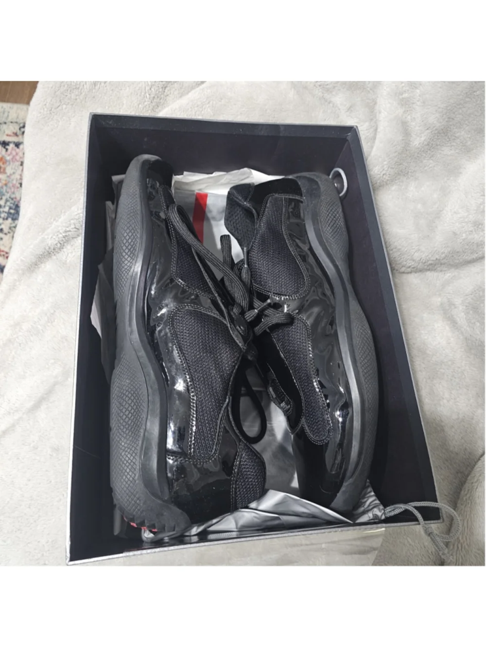 Men's Prada America's Cup Sneakers Black Red Size 13 with Dustbag